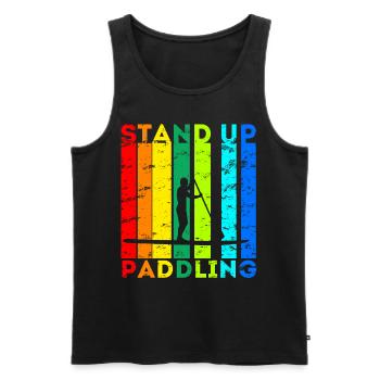 Stand Up Paddling Paddleboard Surfer SUP - Men's Premium Organic Tank Top - black - Front - AI Model Male 178 light (178cm)