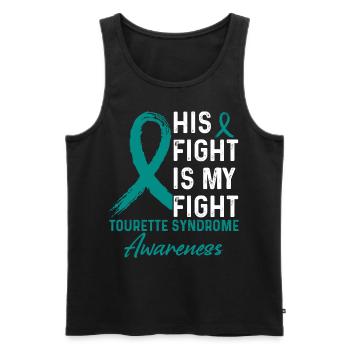 Sein Kampf gegen Tourette Syndrom Awareness - Männer Premium Bio Tank Top - Schwarz - Vorne - Michal (187cm)