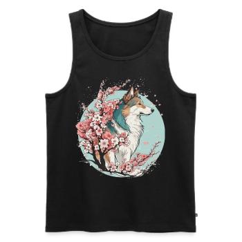Collie Dog Cherry Blossom Dog Breed Japanese Water - Débardeur bio Premium Homme - noir - Devant - Michal (187cm)