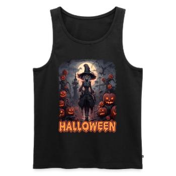 Bad Pumpkin Böser Kürbis Halloween - Männer Premium Bio Tank Top - Schwarz - Vorne - Michal (187cm)