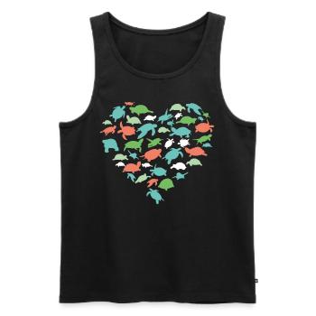 Sea Turtle Tortoise Heart - Men's Premium Organic Tank Top - black - Front - Michal (187cm)
