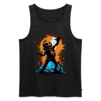 Halloween Jack O Lantern Dabbing Pumpkin - Men's Premium Organic Tank Top - black - Front - AI Model Male 178 light (178cm)