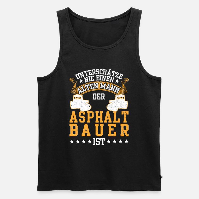 Asphaltbauer war mal jung Straßenbauer - Männer Premium Bio Tank Top - Schwarz