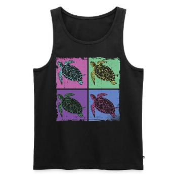 Sea Turtle Tortoise Retro Vintage - Débardeur bio Premium Homme - noir - Devant - Michal (187cm)
