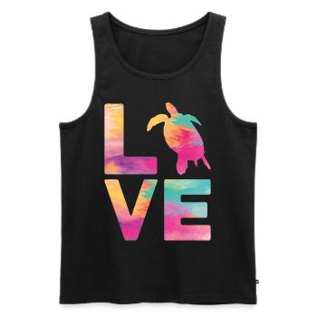 Sea Turtle Tortoise Love - Men's Premium Organic Tank Top - black - Front - Michal (187cm)