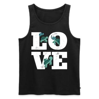 Sea Turtle Tortoise Love - Men's Premium Organic Tank Top - black - Front - Michal (187cm)