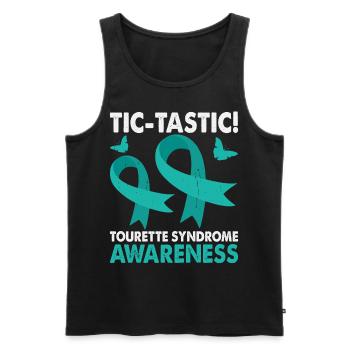 Mois de la sensibilisation au syndrome de Gilles de la Tourette Tic-tastic, - Débardeur bio Premium Homme - noir - Devant - AI Model Male 178 light (178cm)