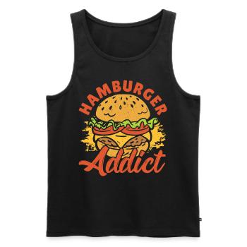 Hamburger Addict Hamburger Fast Food Lover - Débardeur bio Premium Homme - noir - Devant - AI Model Male 178 light (178cm)