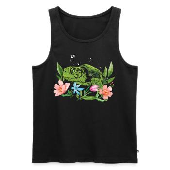 Sea Turtle Tortoise Flower Floral - Men's Premium Organic Tank Top - black - Front - AI Model Male 178 light (178cm)