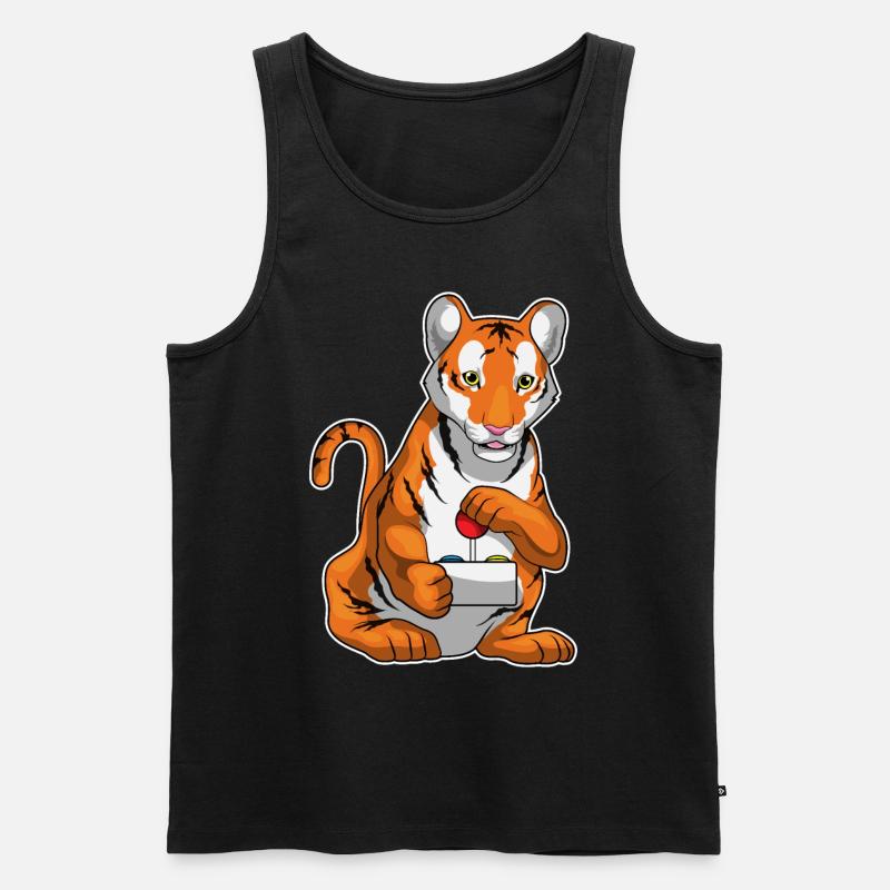 Tiger Gamer Controller - Männer Premium Bio Tank Top - Schwarz