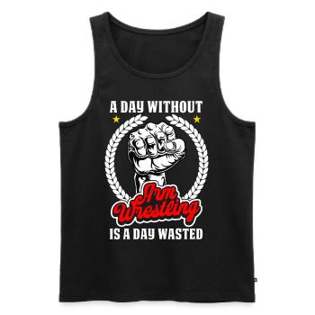 Arm wrestler - Men's Premium Organic Tank Top - black - Front - AI Model Male 178 light (178cm)