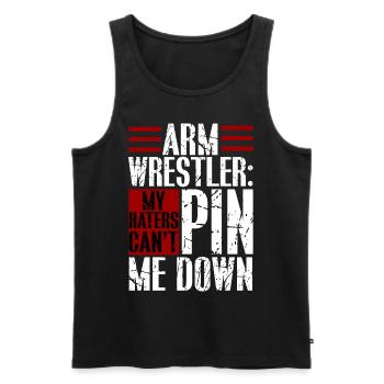 Arm wrestling - Men's Premium Organic Tank Top - black - Front - Michal (187cm)