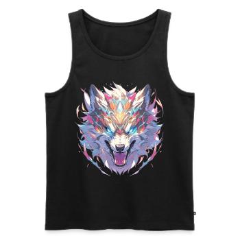 Wolf Wölfe Tier Wildtiere Wolfkopf - Männer Premium Bio Tank Top - Schwarz - Vorne - AI Model Male 178 light (178cm)