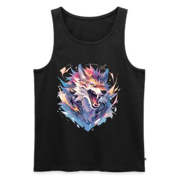Wolf Polygon - Men's Premium Organic Tank Top - black - Front - AI Model Male 178 light (178cm)