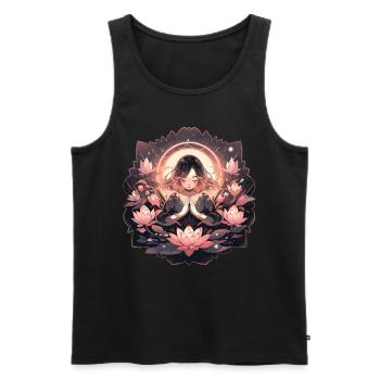 Meditation Lotusblüte Achtsamkeit Entspannung - Männer Premium Bio Tank Top - Schwarz - Vorne - Michal (187cm)