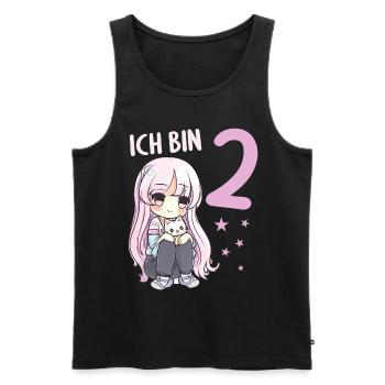 2 Jahre Mädchen Anime Kawaii Katze 2. Geburtstag - Männer Premium Bio Tank Top - Schwarz - Vorne - Michal (187cm)