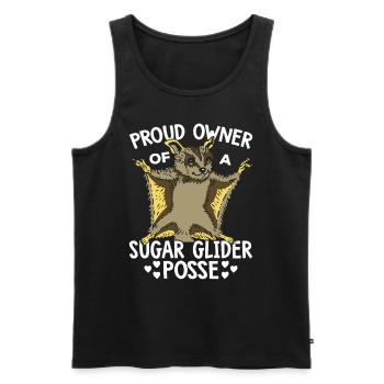 Fier propriétaire de Sugar Glider Propriétaire Sugar - Débardeur bio Premium Homme - noir - Devant - AI Model Male 178 light (178cm)