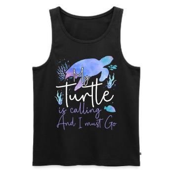 Sea Turtle Tortoise Watercolor My - Men's Premium Organic Tank Top - black - Front - Michal (187cm)