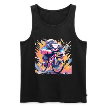 Panda Bicycle Road Bike Panda Bear - Men's Premium Organic Tank Top - black - Front - AI Model Male 178 light (178cm)