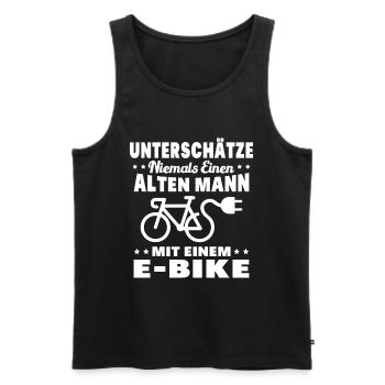Einen alten Mann mit einem E-Bike - Männer Premium Bio Tank Top - Schwarz - Vorne - Michal (187cm)