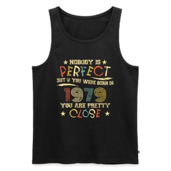 1979 Birthday Vintage Nobody is perfect - Men's Premium Organic Tank Top - black - Front - Michal (187cm)