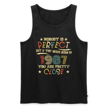 1987 Birthday Vintage Nobody is perfect - Men's Premium Organic Tank Top - black - Front - Michal (187cm)