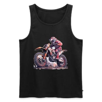 Motocross Dirt Bike Motocross Rider Biker - Débardeur bio Premium Homme - noir - Devant - Michal (187cm)