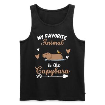 Rongeur Capybara Drôle de cadeau Capybara - Débardeur bio Premium Homme - noir - Devant - AI Model Male 178 light (178cm)