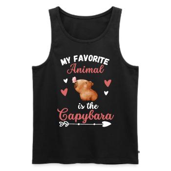 Rongeur Mon animal préféré est le capybara - Débardeur bio Premium Homme - noir - Devant - Michal (187cm)