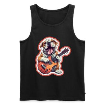 Bulldogge spielt Acousitc Rock Gitarre Hund - Männer Premium Bio Tank Top - Schwarz - Vorne - Michal (187cm)