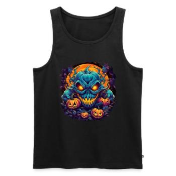 Bad Pumpkin Böser Kürbis Halloween - Männer Premium Bio Tank Top - Schwarz - Vorne - Michal (187cm)
