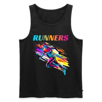 Dynamische Läufer Lauf Wettkampf - Männer Premium Bio Tank Top - Schwarz - Vorne - Michal (187cm)