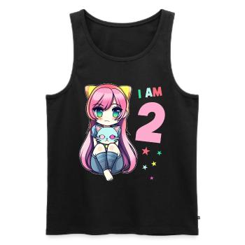 2 Jahre Mädchen Anime Kawaii Katze 2. Geburtstag - Männer Premium Bio Tank Top - Schwarz - Vorne - Michal (187cm)