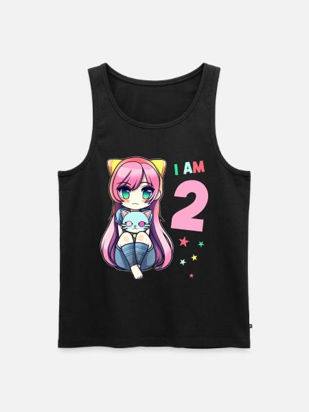 2 ans fille anime kawaii chat 2ème anniversaire - Débardeur bio Premium Homme - noir