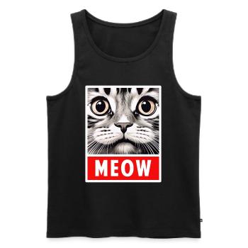 MEOW Meow Cadeau de visage de chat mignon - Débardeur bio Premium Homme - noir - Devant - Michal (187cm)