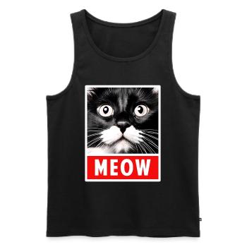 MEOW Meow Mignon Visage de chat - Débardeur bio Premium Homme - noir - Devant - Michal (187cm)