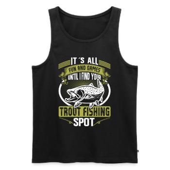 Funny Fishing Men Women - Männer Premium Bio Tank Top - Schwarz - Vorne - Michal (187cm)