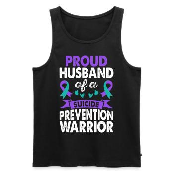 Husband of Suicide Prevention Warrior Awareness - Men's Premium Organic Tank Top - black - Front - Michal (187cm)