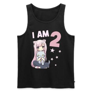 2 Jahre Mädchen Anime Kawaii Katze 2. Geburtstag - Männer Premium Bio Tank Top - Schwarz - Vorne - Michal (187cm)