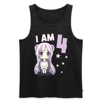 4 ans Fille Anime Kawaii Cat 4ème anniversaire - Débardeur bio Premium Homme - noir - Devant - Michal (187cm)