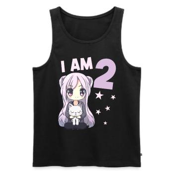 2 Jahre Mädchen Anime Kawaii Katze 2. Geburtstag - Männer Premium Bio Tank Top - Schwarz - Vorne - Michal (187cm)