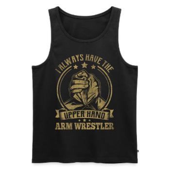 Armdrücken - Männer Premium Bio Tank Top - Schwarz - Vorne - Michal (187cm)