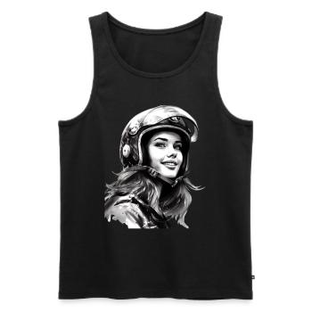 Motorradfahrerin für eine Motorradfahrerin - Männer Premium Bio Tank Top - Schwarz - Vorne - Michal (187cm)