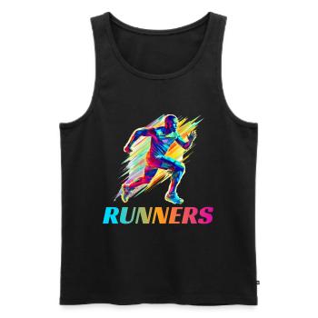 Dynamische Läufer Lauf Wettkampf - Männer Premium Bio Tank Top - Schwarz - Vorne - Michal (187cm)