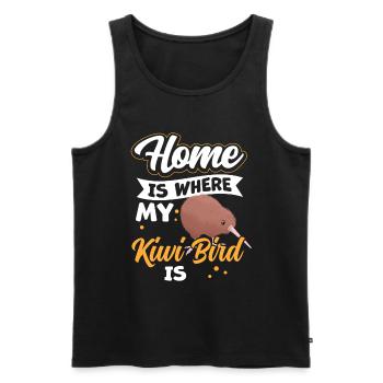 L’oiseau kiwi est ma maison Nouvelle-Zélande - Débardeur bio Premium Homme - noir - Devant - Michal (187cm)