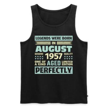 66. Geburtstag August Jahrgang 1957 Vintage - Männer Premium Bio Tank Top - Schwarz - Vorne - Michal (187cm)
