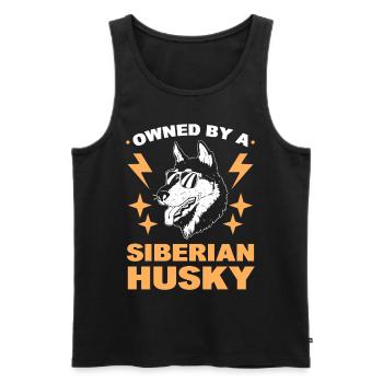 Owned By A Siberian Husky Siberian Sled Dog Owner - Men's Premium Organic Tank Top - black - Front - AI Model Male 178 light (178cm)