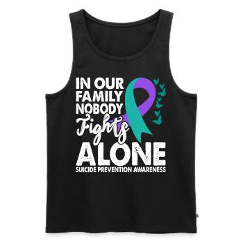 No One Fights Alone Suicide Prevention - Men's Premium Organic Tank Top - black - Front - Michal (187cm)
