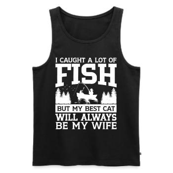 Funny Fishing Men Women - Männer Premium Bio Tank Top - Schwarz - Vorne - Michal (187cm)