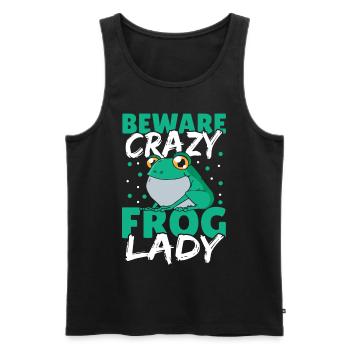 Beware Crazy Frog Lady Frog Lover - Men's Premium Organic Tank Top - black - Front - AI Model Male 178 light (178cm)